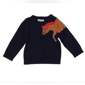 Jacadi Navy Blue Cotton Wool Size 18 mo Pullover Sweater Horse